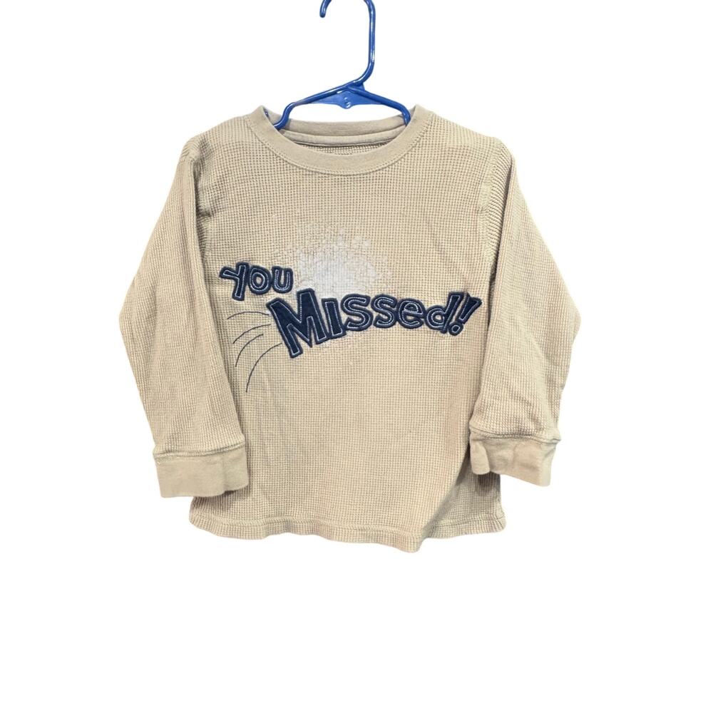 Beige "You Missed" Waffle LS - Gymboree - 3T